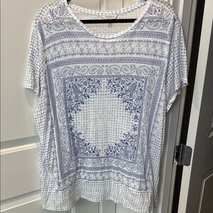 Lucky Brand Blue and White Patterned Women's Top